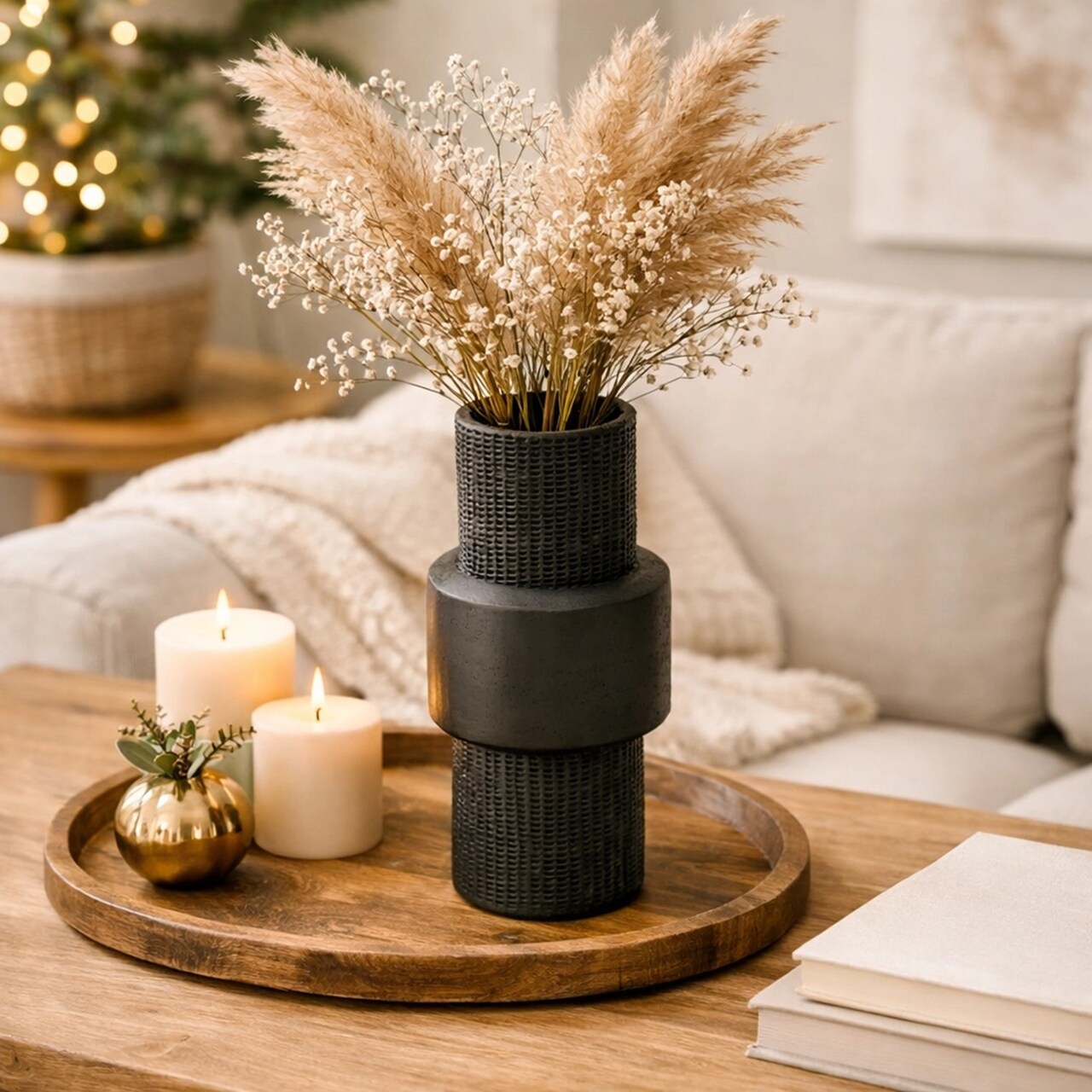 Black Home Decor Object | Longpi Pottery Decor Object | 8" | Handcrafted Accent for Modern, Rustic & Contemporary Interiors